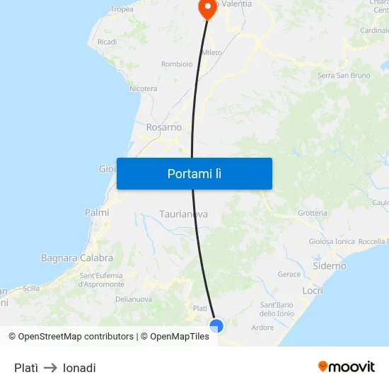 Platì to Ionadi map