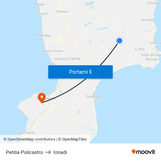 Petilia Policastro to Ionadi map