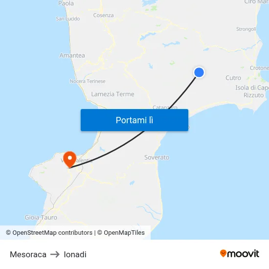 Mesoraca to Ionadi map