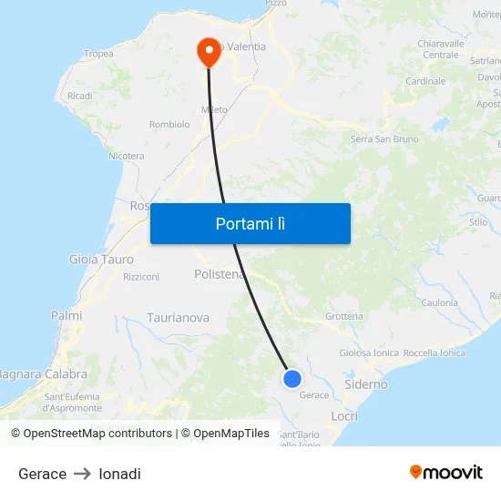 Gerace to Ionadi map