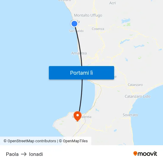 Paola to Ionadi map