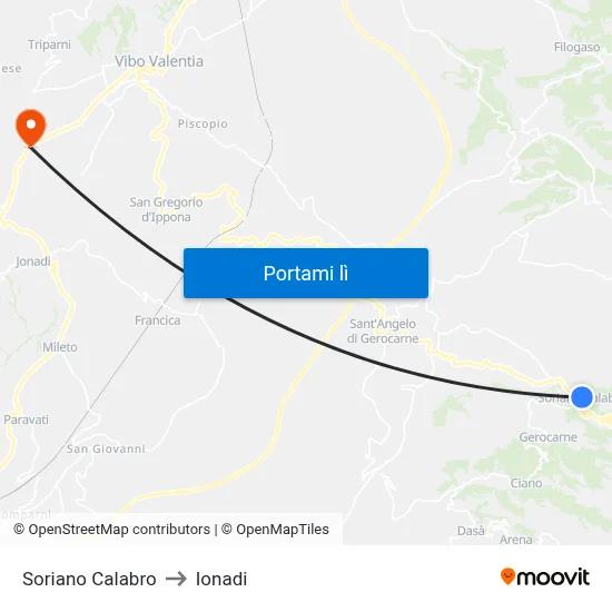 Soriano Calabro to Ionadi map