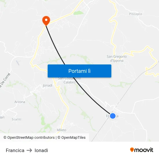 Francica to Ionadi map