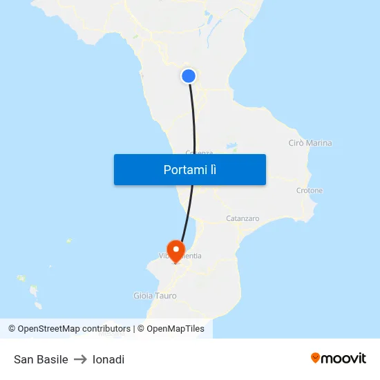 San Basile to Ionadi map