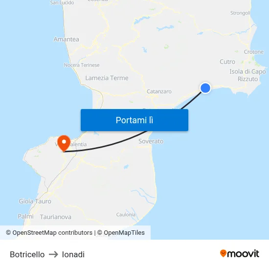 Botricello to Ionadi map