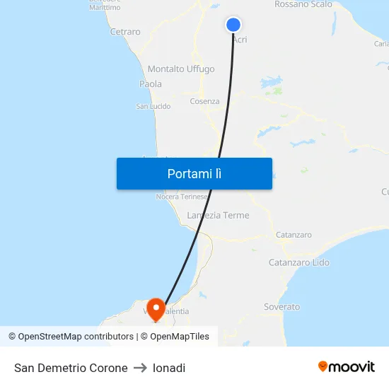 San Demetrio Corone to Ionadi map