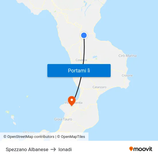Spezzano Albanese to Ionadi map