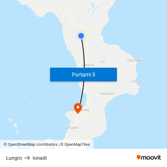 Lungro to Ionadi map