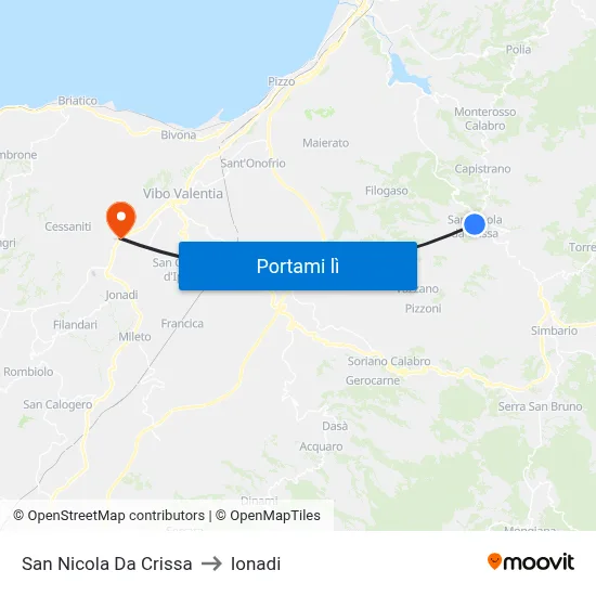 San Nicola Da Crissa to Ionadi map
