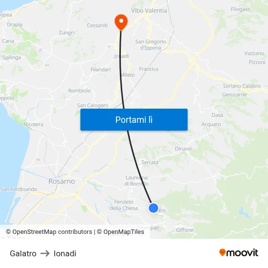 Galatro to Ionadi map
