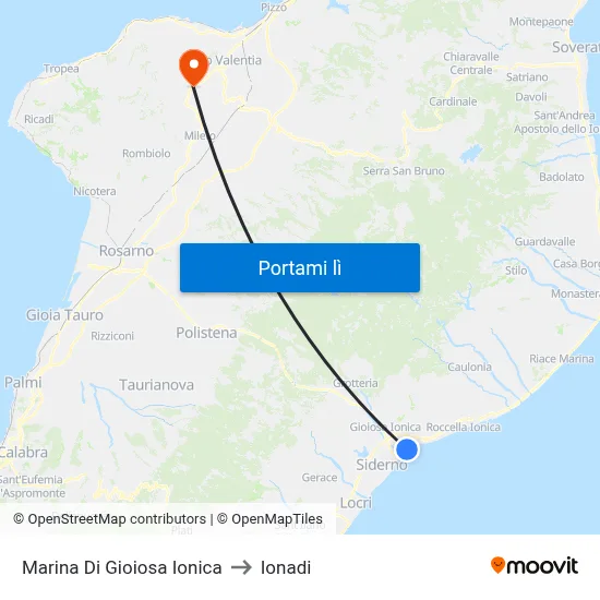Marina Di Gioiosa Ionica to Ionadi map