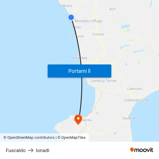Fuscaldo to Ionadi map
