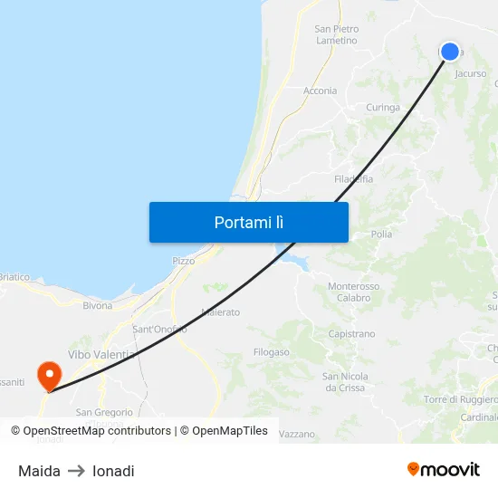 Maida to Ionadi map
