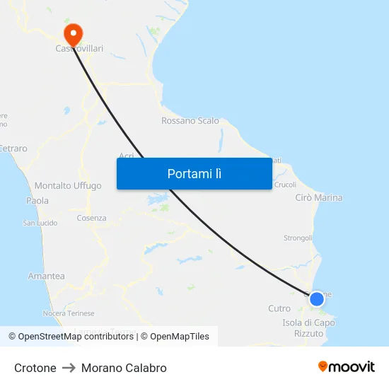 Crotone to Morano Calabro map