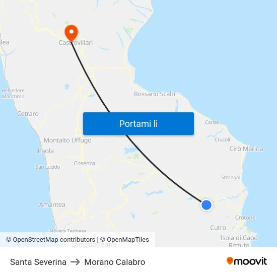 Santa Severina to Morano Calabro map