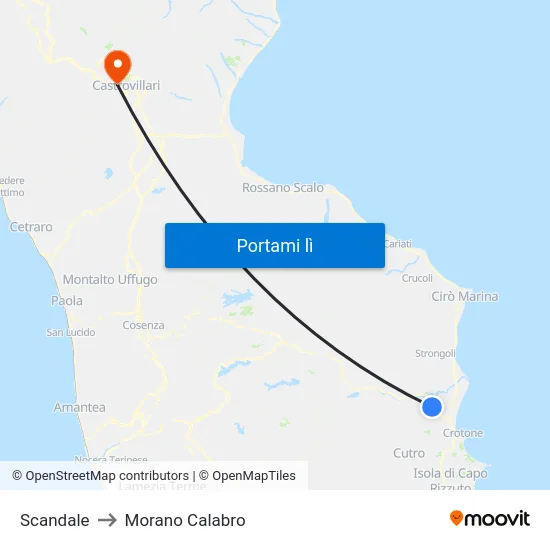 Scandale to Morano Calabro map