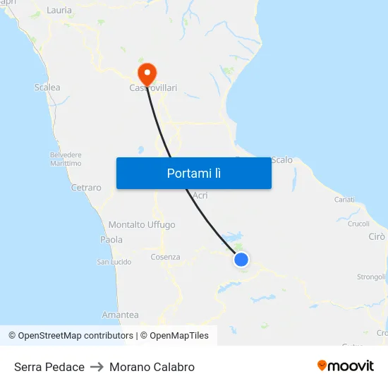 Serra Pedace to Morano Calabro map