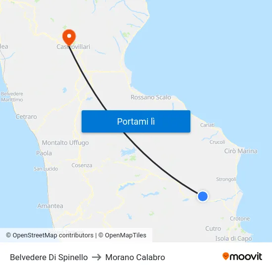 Belvedere Di Spinello to Morano Calabro map