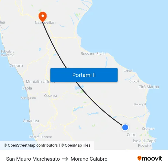 San Mauro Marchesato to Morano Calabro map
