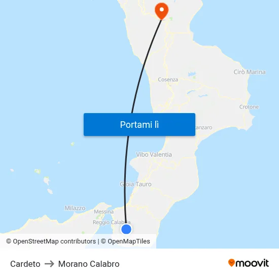 Cardeto to Morano Calabro map