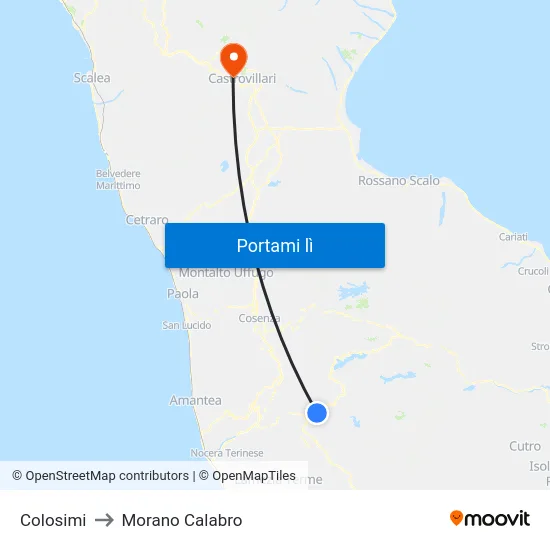 Colosimi to Morano Calabro map
