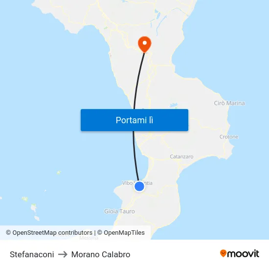 Stefanaconi to Morano Calabro map