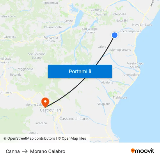 Canna to Morano Calabro map