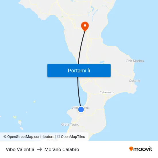 Vibo Valentia to Morano Calabro map