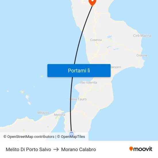 Melito Di Porto Salvo to Morano Calabro map