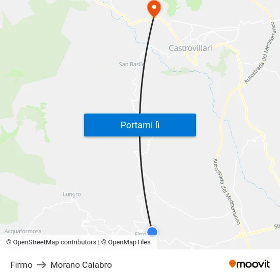 Firmo to Morano Calabro map