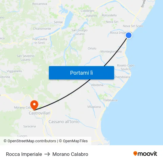 Rocca Imperiale to Morano Calabro map