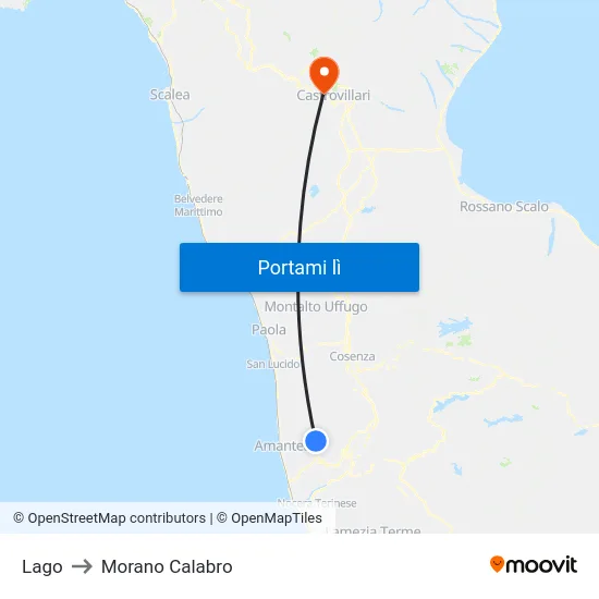 Lago to Morano Calabro map