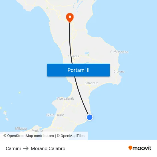 Camini to Morano Calabro map