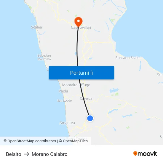 Belsito to Morano Calabro map