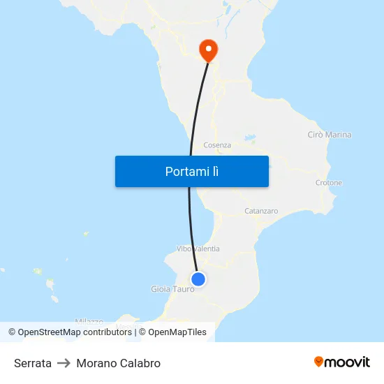 Serrata to Morano Calabro map