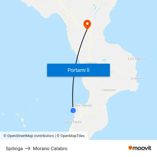 Spilinga to Morano Calabro map