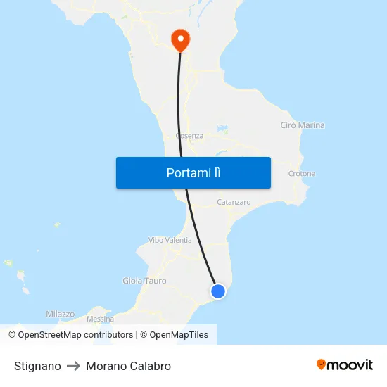 Stignano to Morano Calabro map