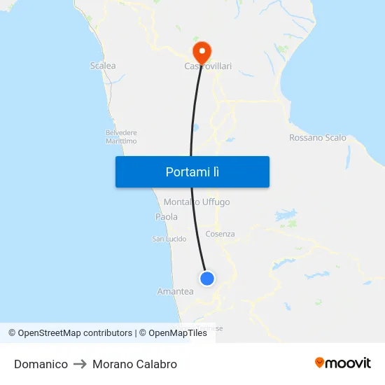 Domanico to Morano Calabro map