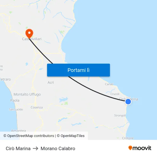 Cirò Marina to Morano Calabro map