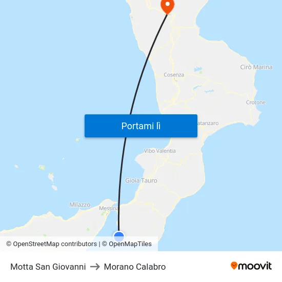 Motta San Giovanni to Morano Calabro map