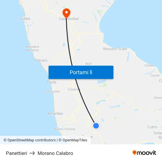 Panettieri to Morano Calabro map