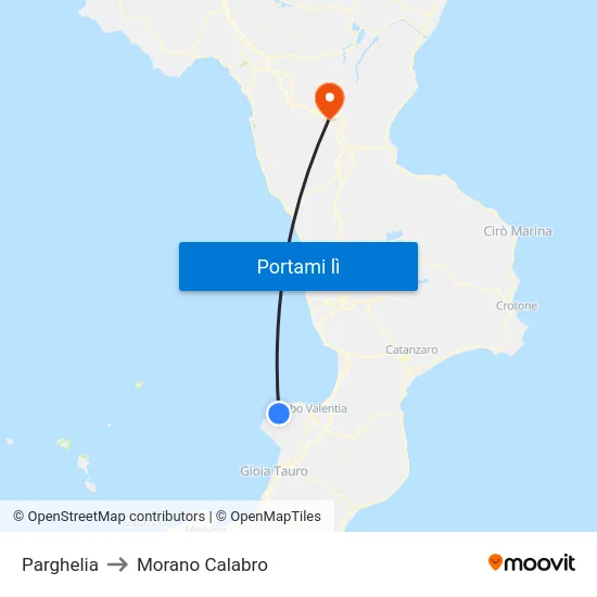 Parghelia to Morano Calabro map
