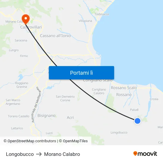 Longobucco to Morano Calabro map