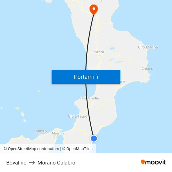 Bovalino to Morano Calabro map