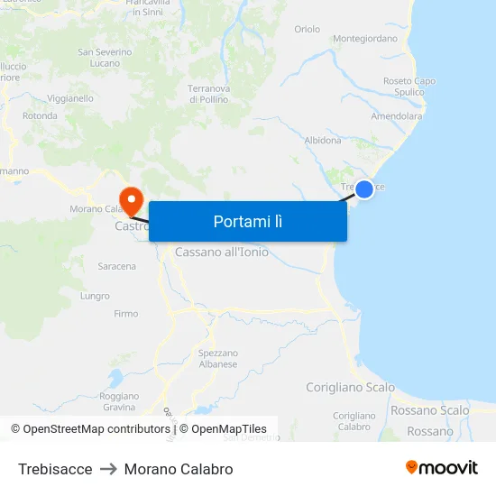 Trebisacce to Morano Calabro map