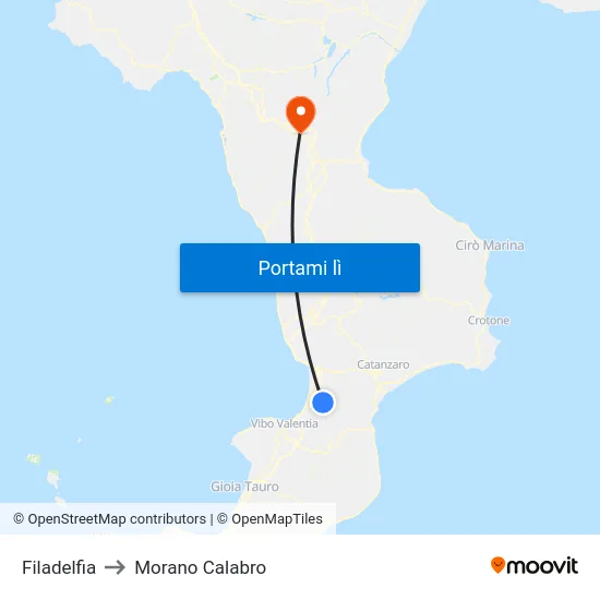 Filadelfia to Morano Calabro map