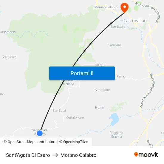Sant'Agata Di Esaro to Morano Calabro map