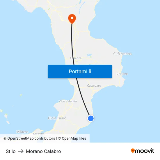 Stilo to Morano Calabro map
