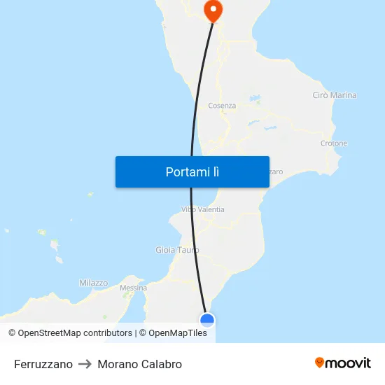 Ferruzzano to Morano Calabro map
