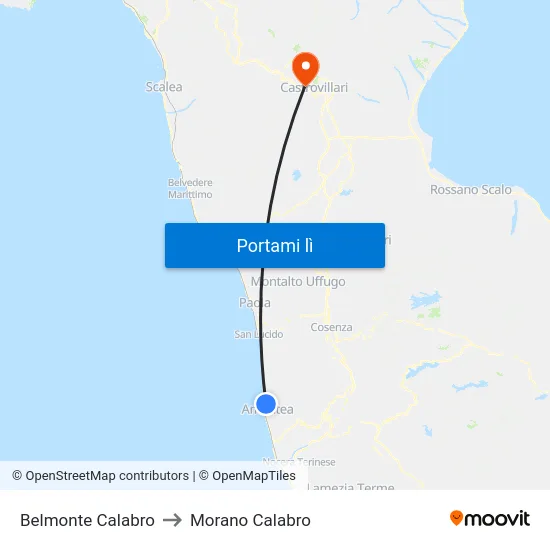 Belmonte Calabro to Morano Calabro map